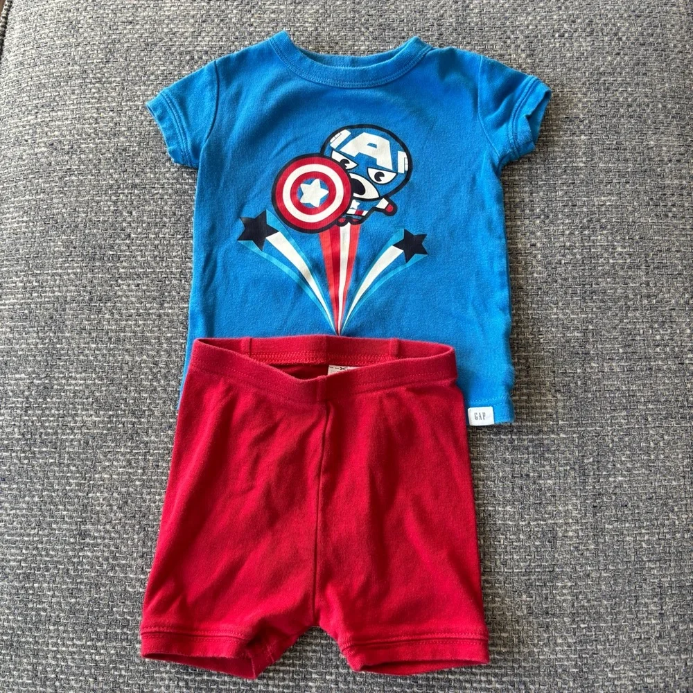 Gap Marvel Captain America Pajama Set 12-18M Superhero Kids PJ Set